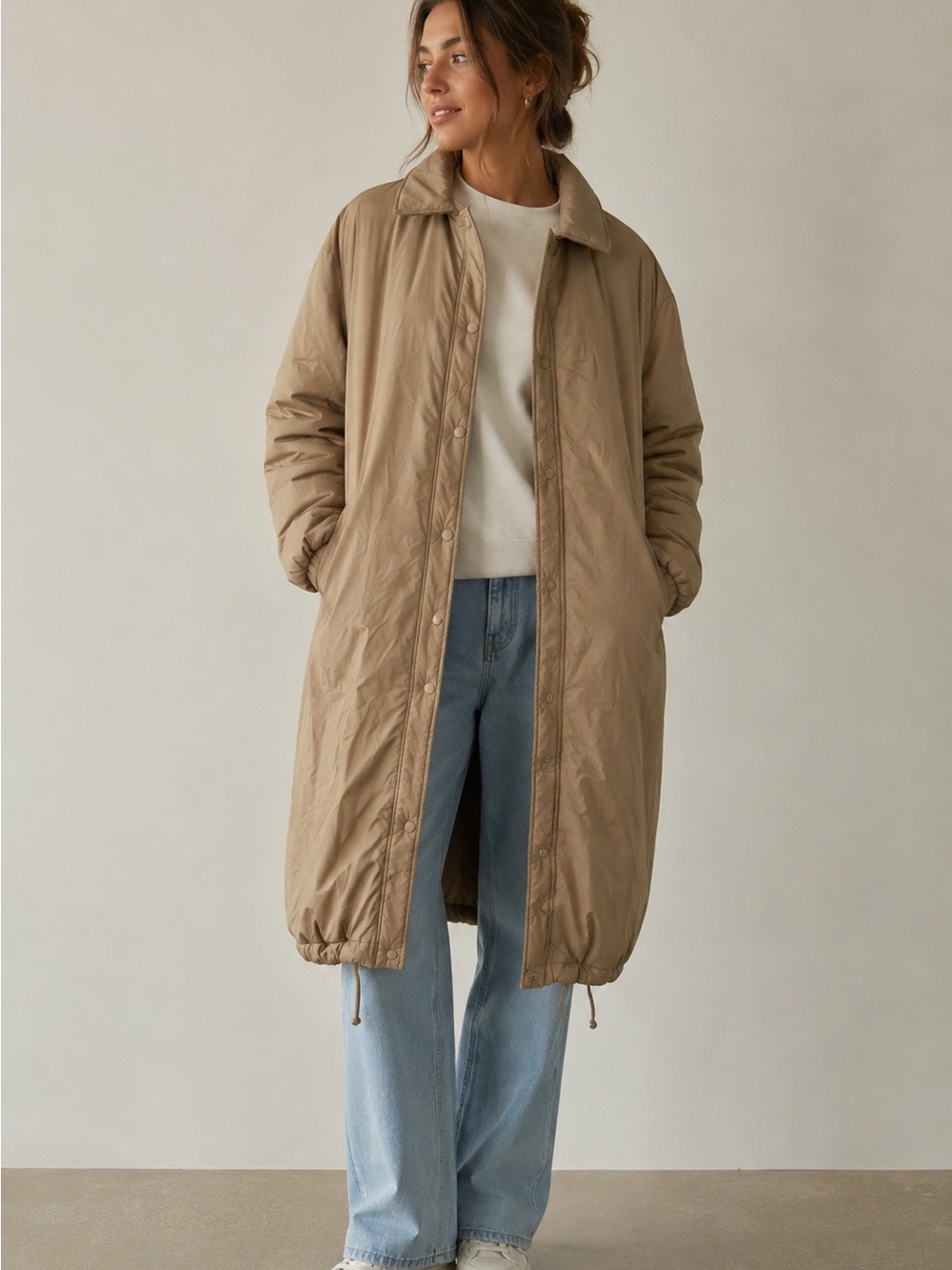 NWT Roots Tan Long Puffer Winter Puffer Coat Oversized Parka